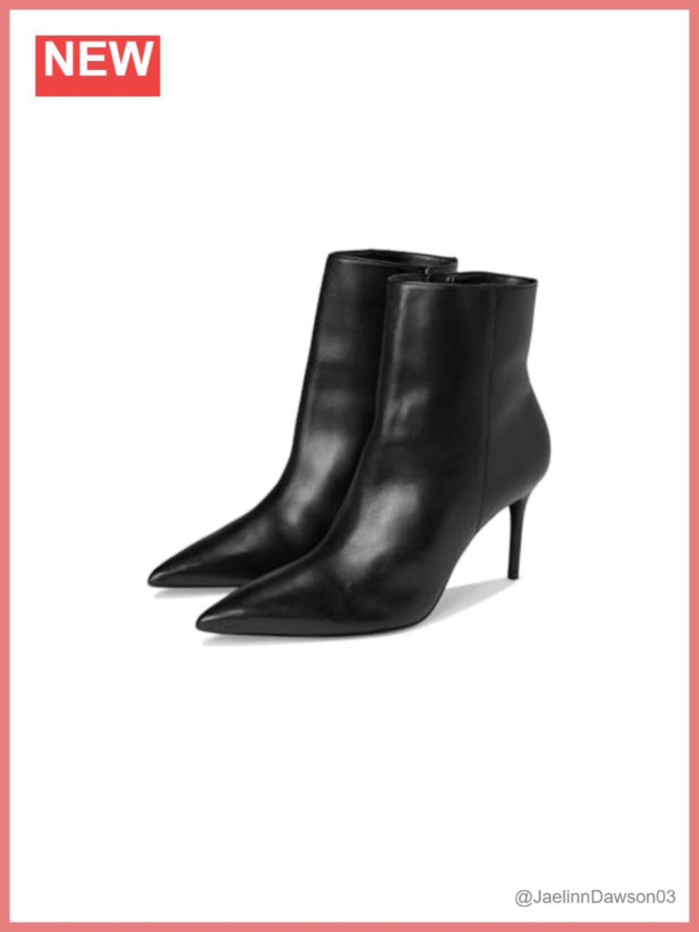 Leather Stiletto Ankle Bootie Pointed Toe Zip